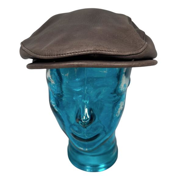 Vintage Orvis Flat Cap Men’s Large Brown 100% Deer Skin Leather Driving Hat - Picture 2 of 11